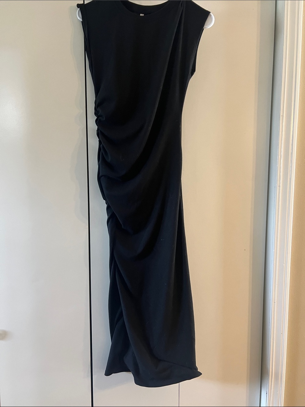 Small BE COOL LA Black Sleeveless Maxi Dress with Side Ruching